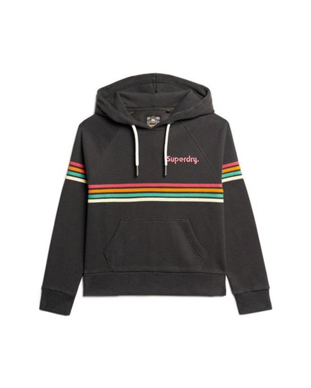 Superdry Black & Co Rainbow Stripe Logo Hoodie