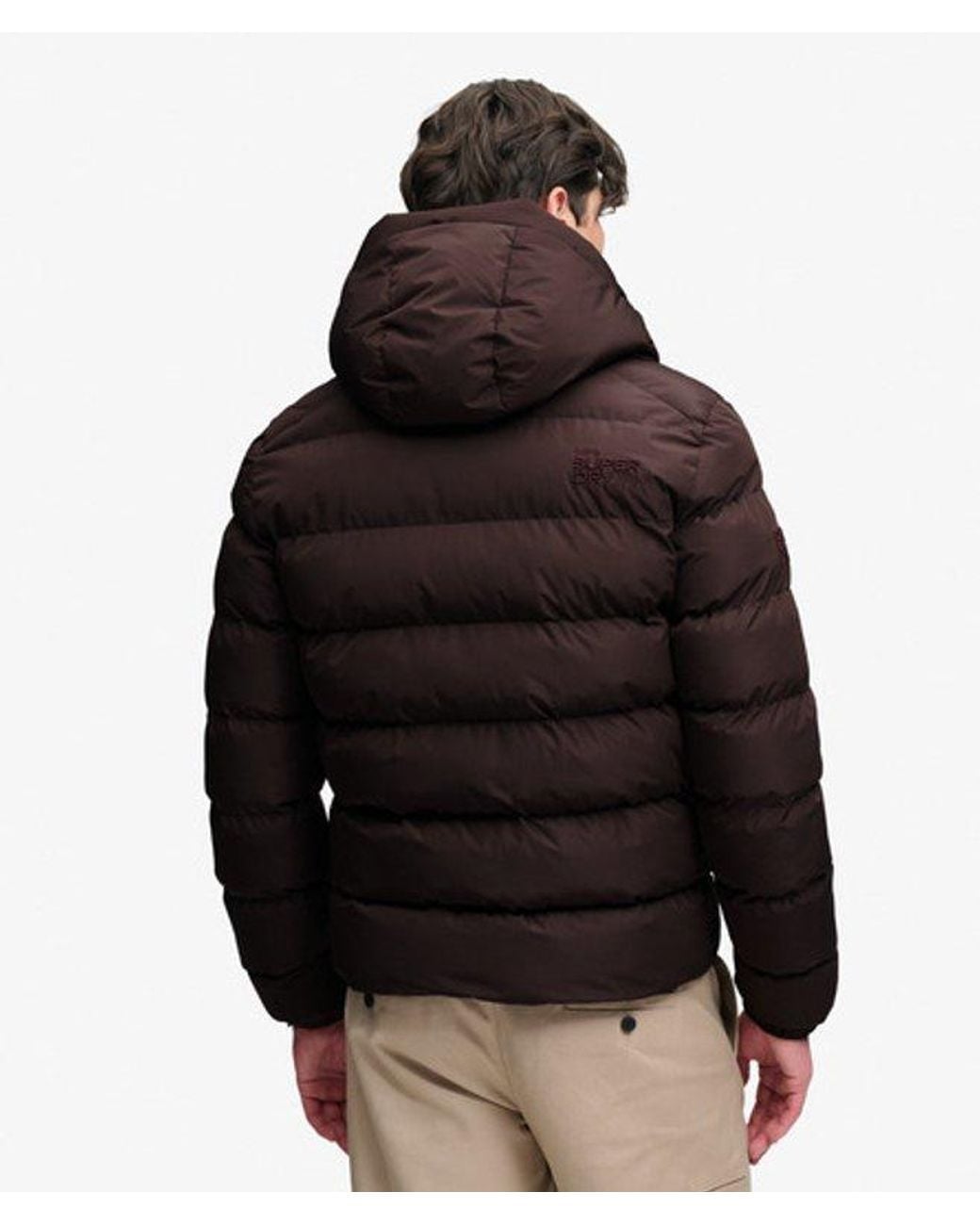 Superdry Black & Co Hooded Sports Puffer Jacket for men