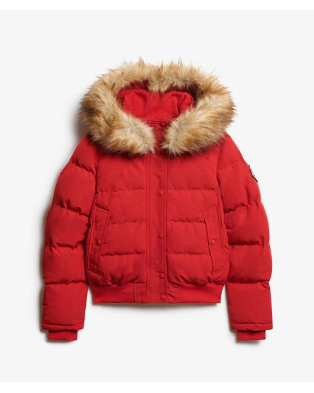 Superdry Everest Hooded Bomber Jas Slanke Pasvorm in het Red