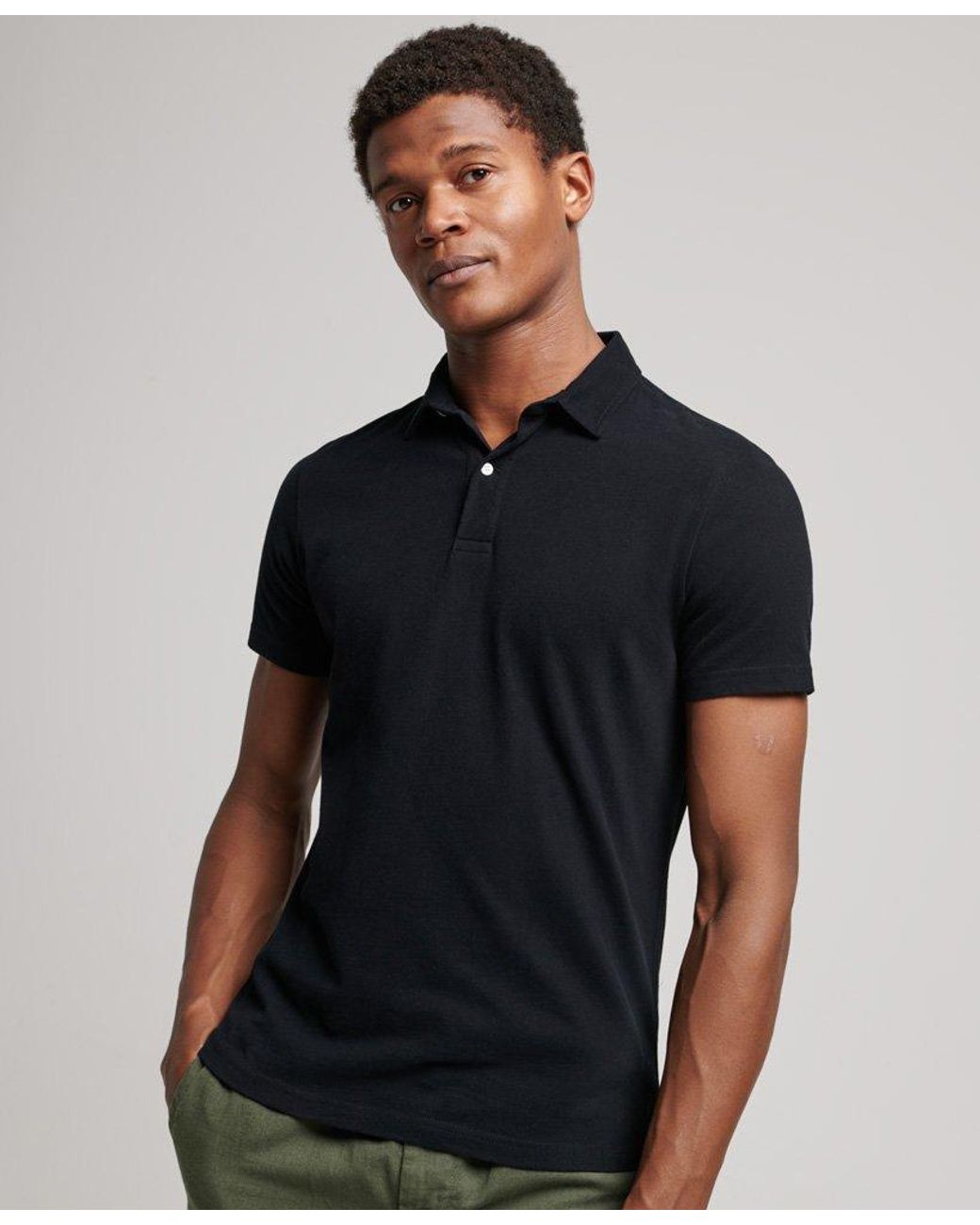 Superdry Jersey Polo Shirt Black for Men | Lyst