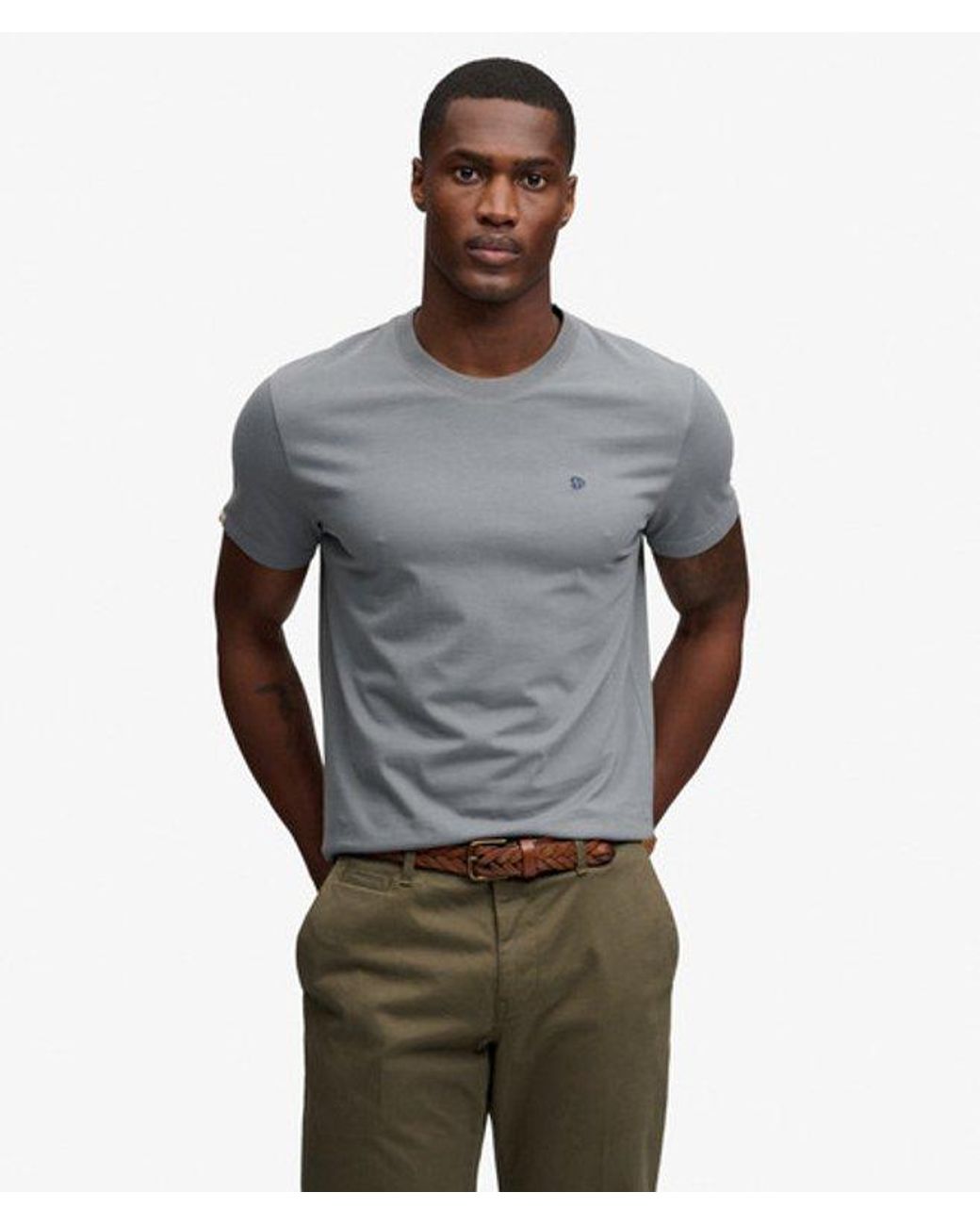 Superdry Gray Sd & Co Logo Embroidered T-Shirt for men