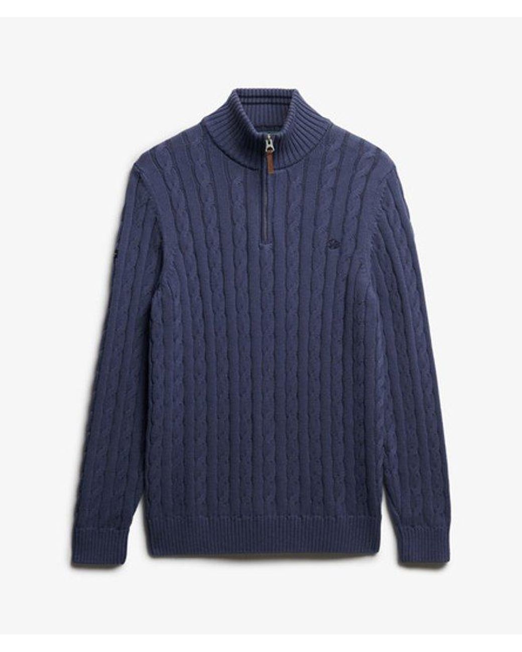 Superdry Blue & Co Organic Cotton Classic Cable Half-zip Jumper for men