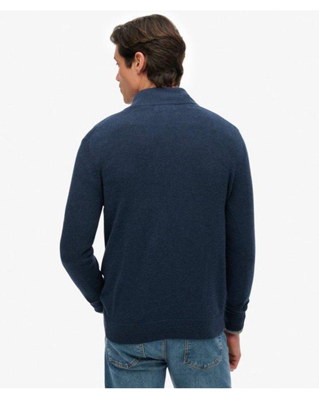 Superdry Blue & Co Essentials Cotton Half Zip Jumper for men
