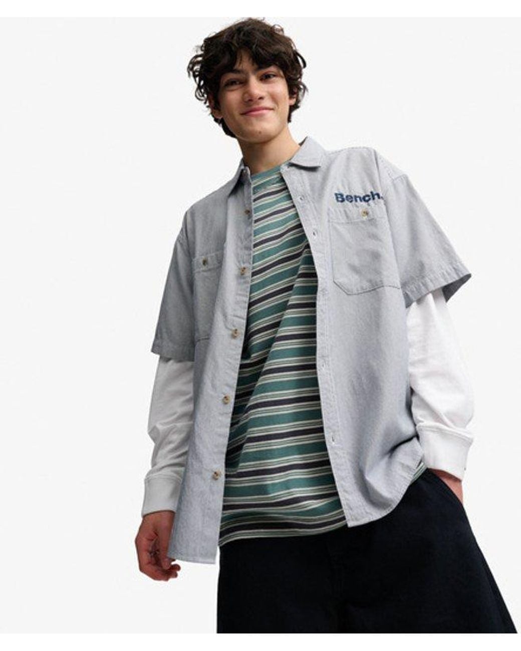 Superdry Gray Bench X & Co Bench Mechanic Short Sleeve Boxy Shirt for men