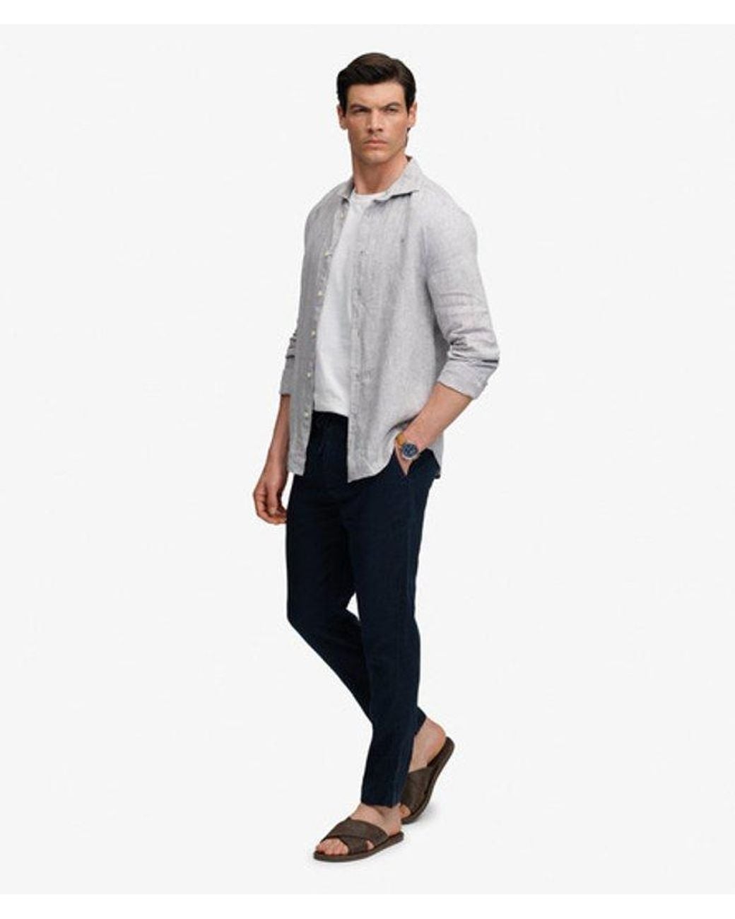 Superdry White Merchant Linen Pants for men