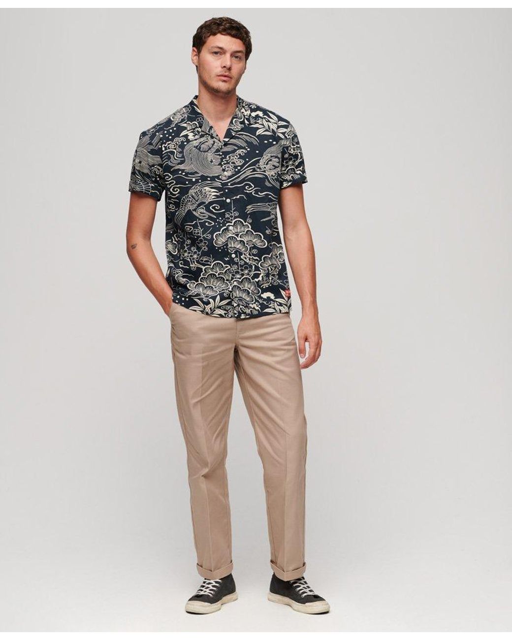 Superdry Hawaiian Resort Shirt Dark Blue in Gray for Men | Lyst