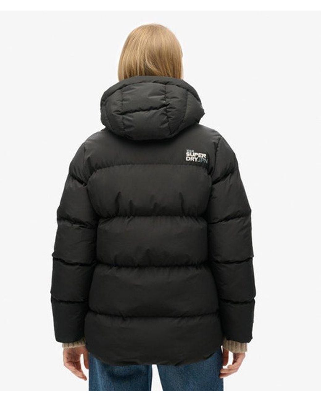 Superdry Blue & Co Hooded Mid Length Sports Puffer Jacket