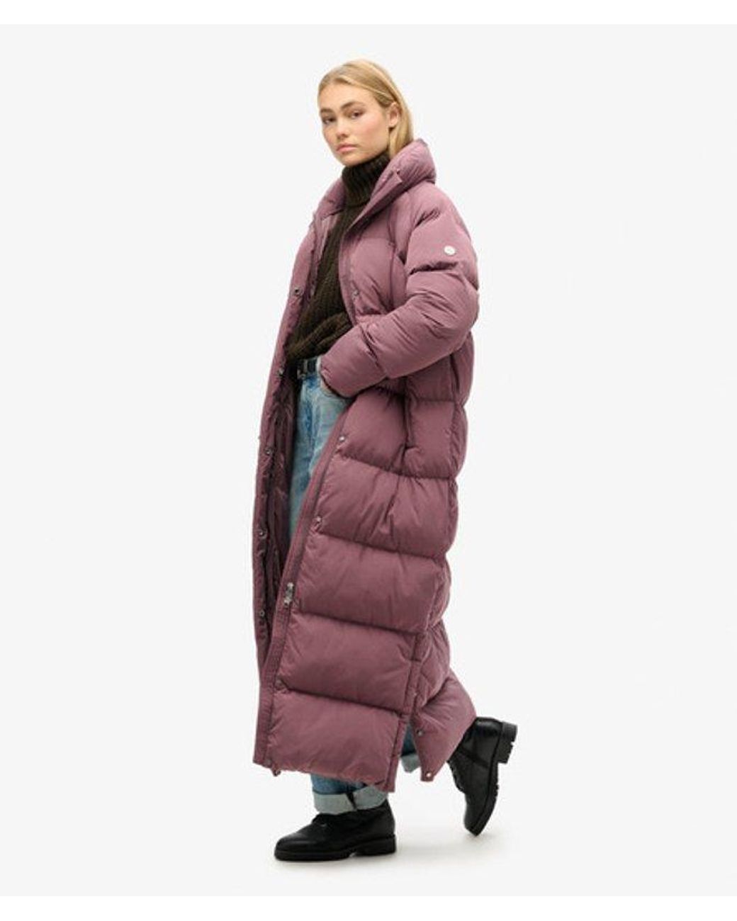 Superdry & Co Embroidered Logo Maxi Long Puffer Coat
