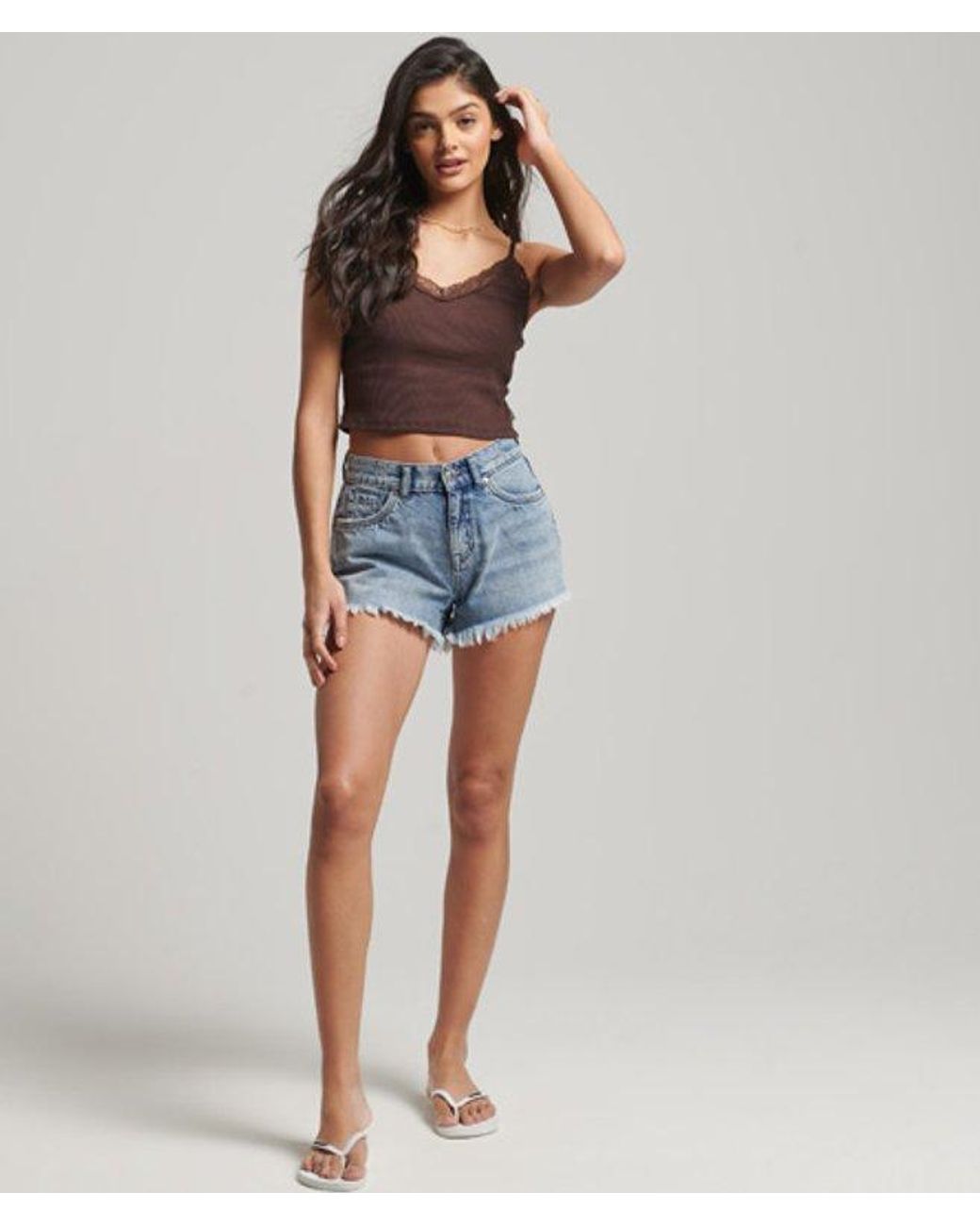 Superdry Brown & Co Rib Lace Trim Cami Top