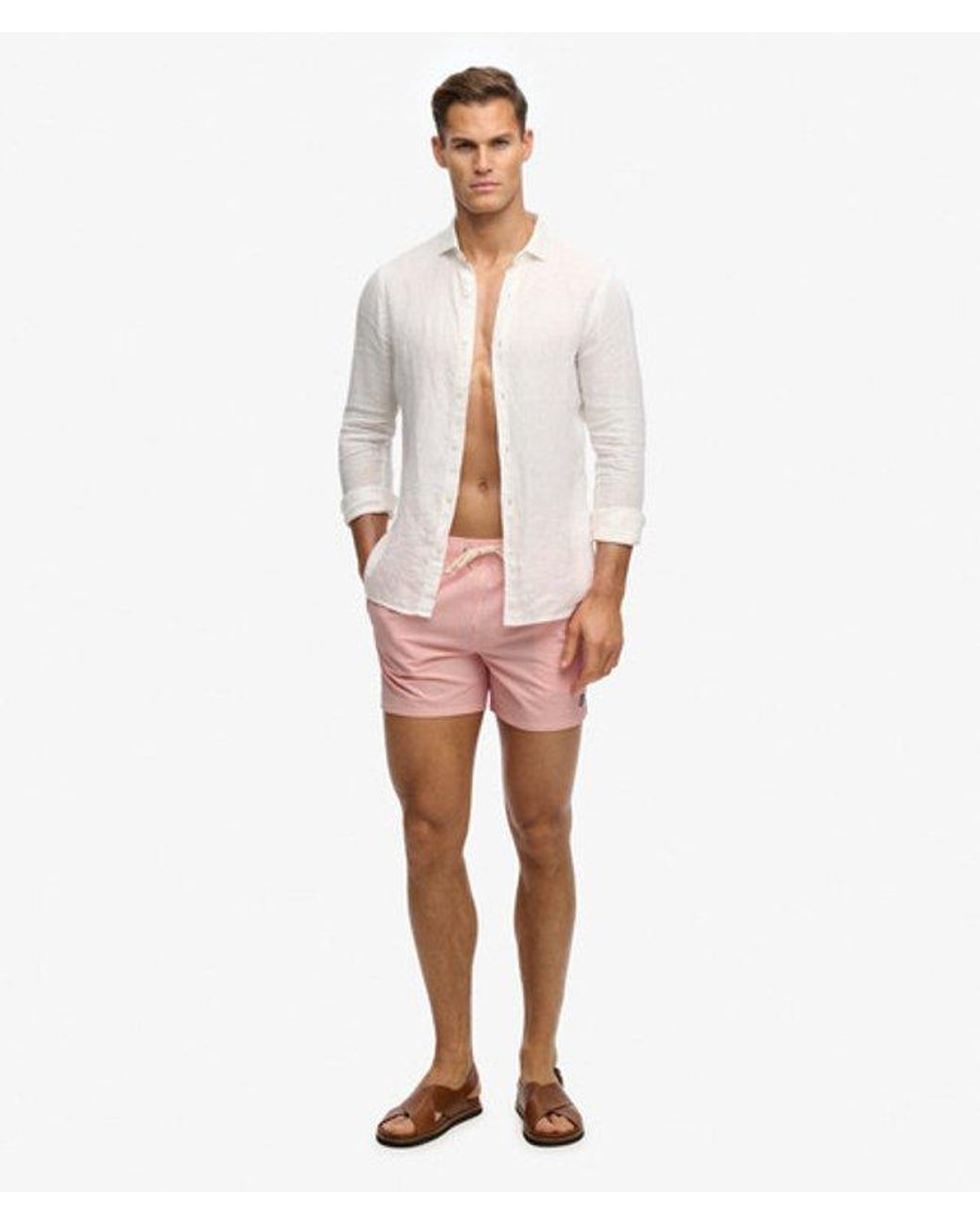 Superdry Pink & Co Seer Sucker 15-inch Swim Shorts for men
