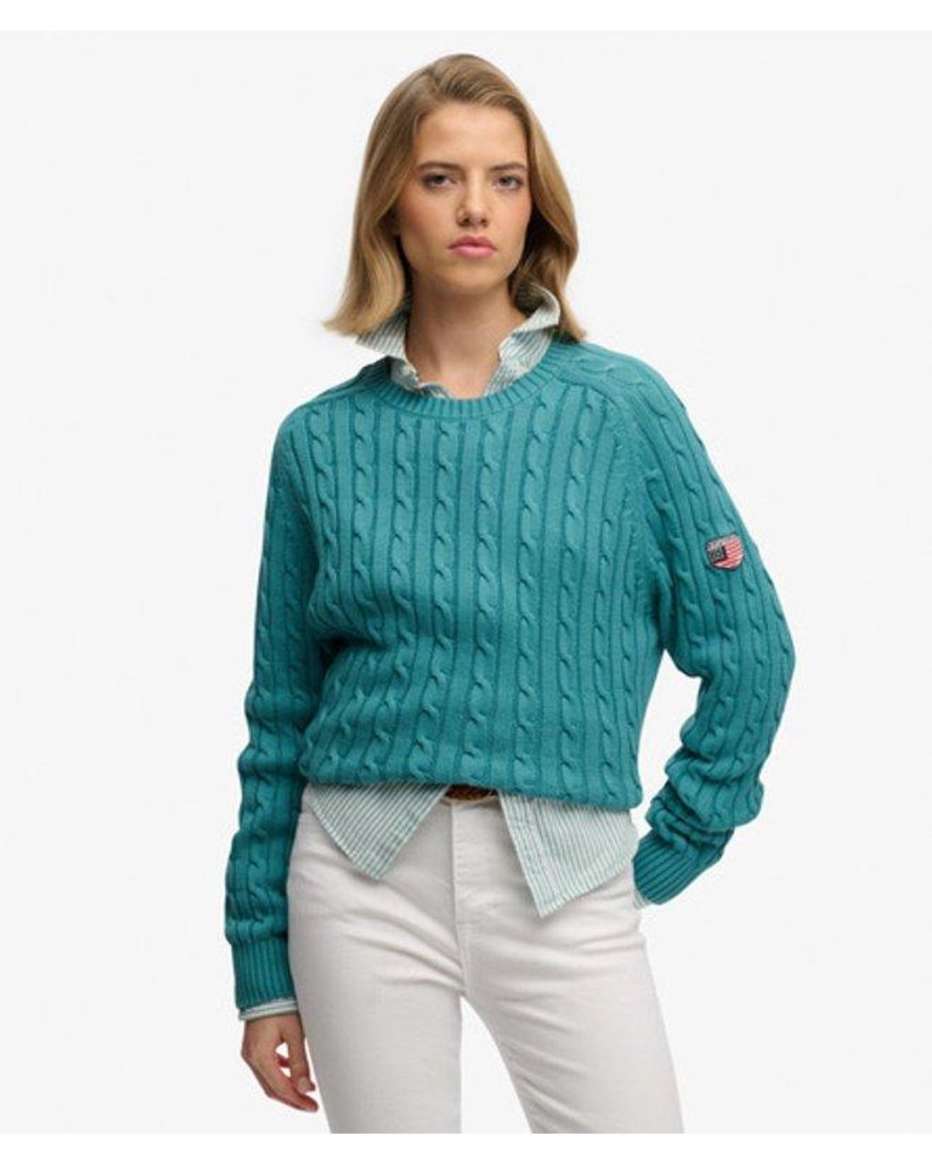 Superdry Blue & Co Slouchy Cable Knit Jumper