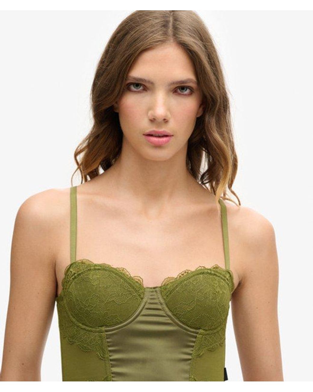 Superdry Green & Co Classic Lace Satin Midi Corset Top
