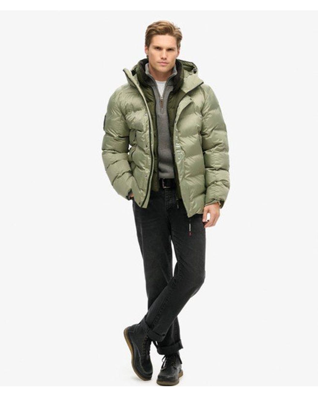 Superdry Green & Co Hooded City Graphic Puffer Jacket for men