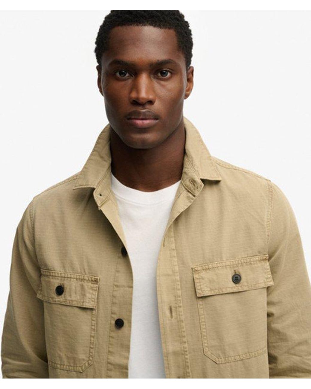 Superdry Military Overhemd Met Lange Mouwen in het Natural voor heren
