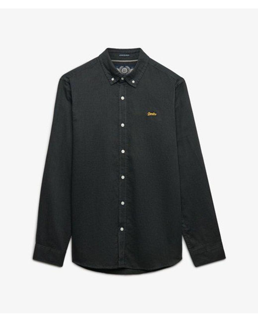 Superdry Black & Co Cotton Linen Long Sleeve Shirt for men