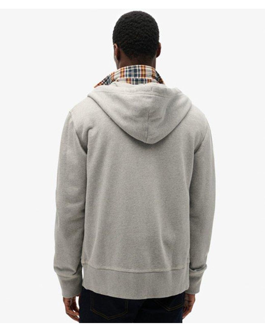 Superdry Gray & Co Contrast Stitch Relaxed Zip Hoodie for men