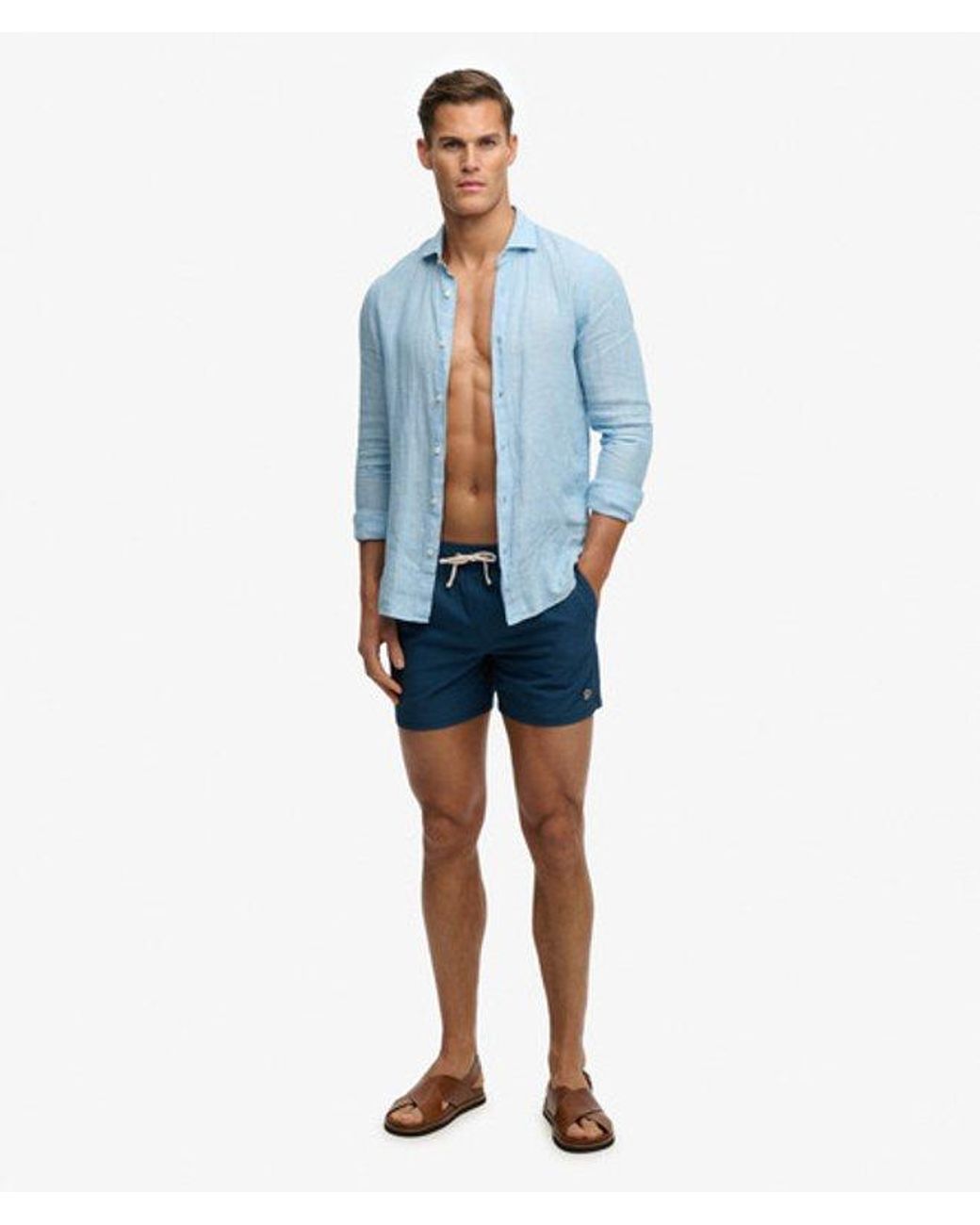 Superdry Blue & Co Seer Sucker 15-inch Swim Shorts for men