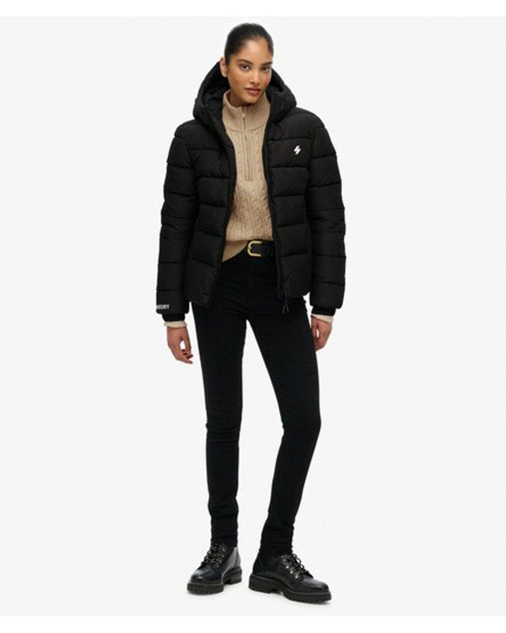 Superdry Black & Co Hooded Spirit Sports Puffer Jacket