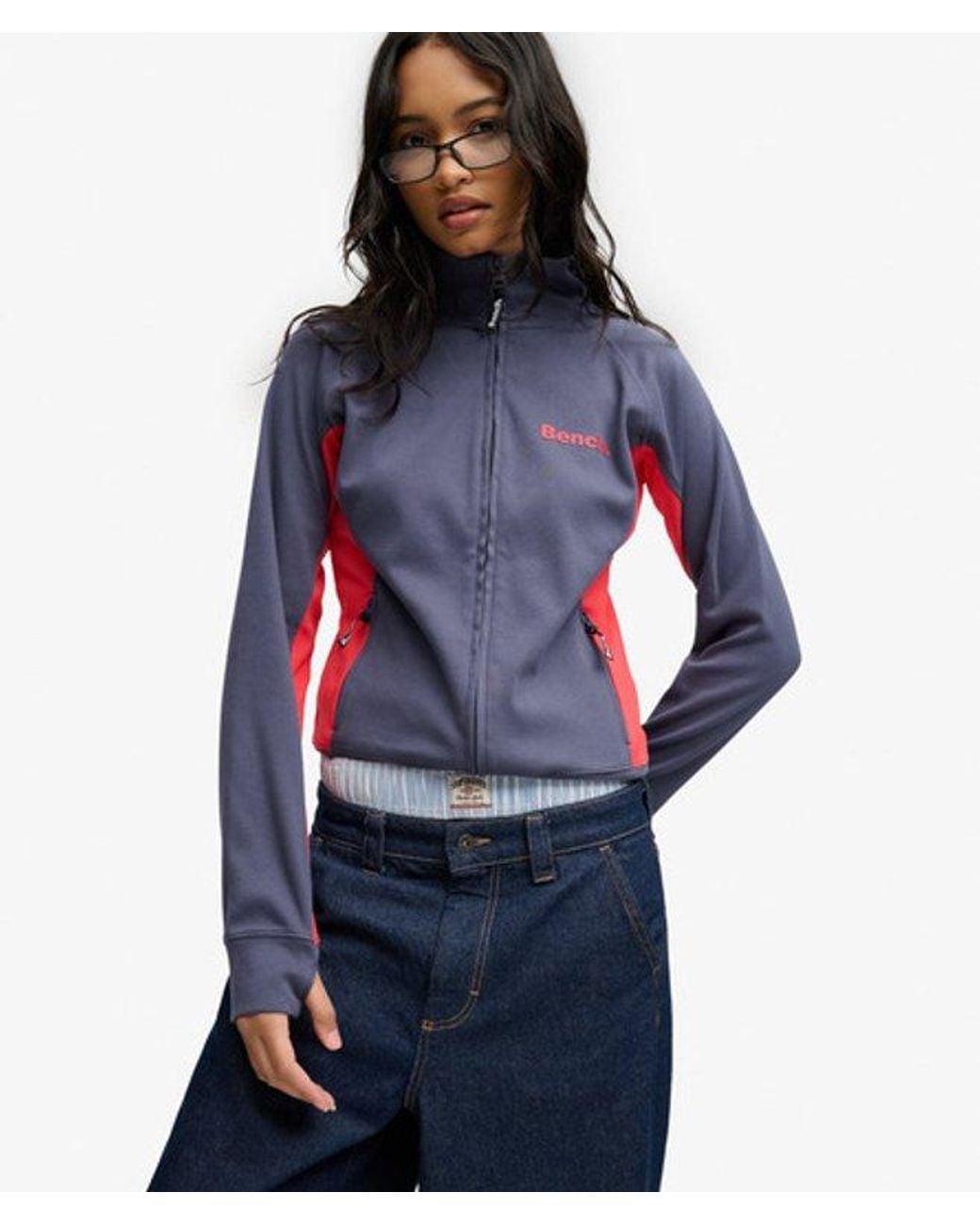 Superdry Blue Bench X & Co Bench High Neck Contrast Track Top