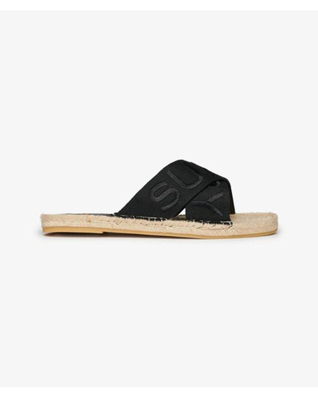 Superdry Black & Co Espadrille Cross Strap Sliders