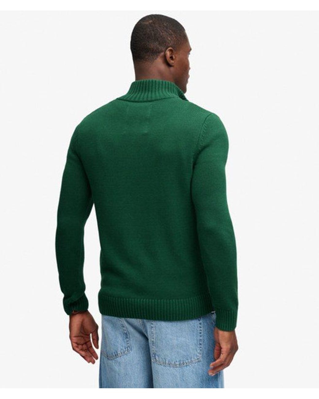 Superdry Green & Co Cotton Half Zip Knit Jumper for men