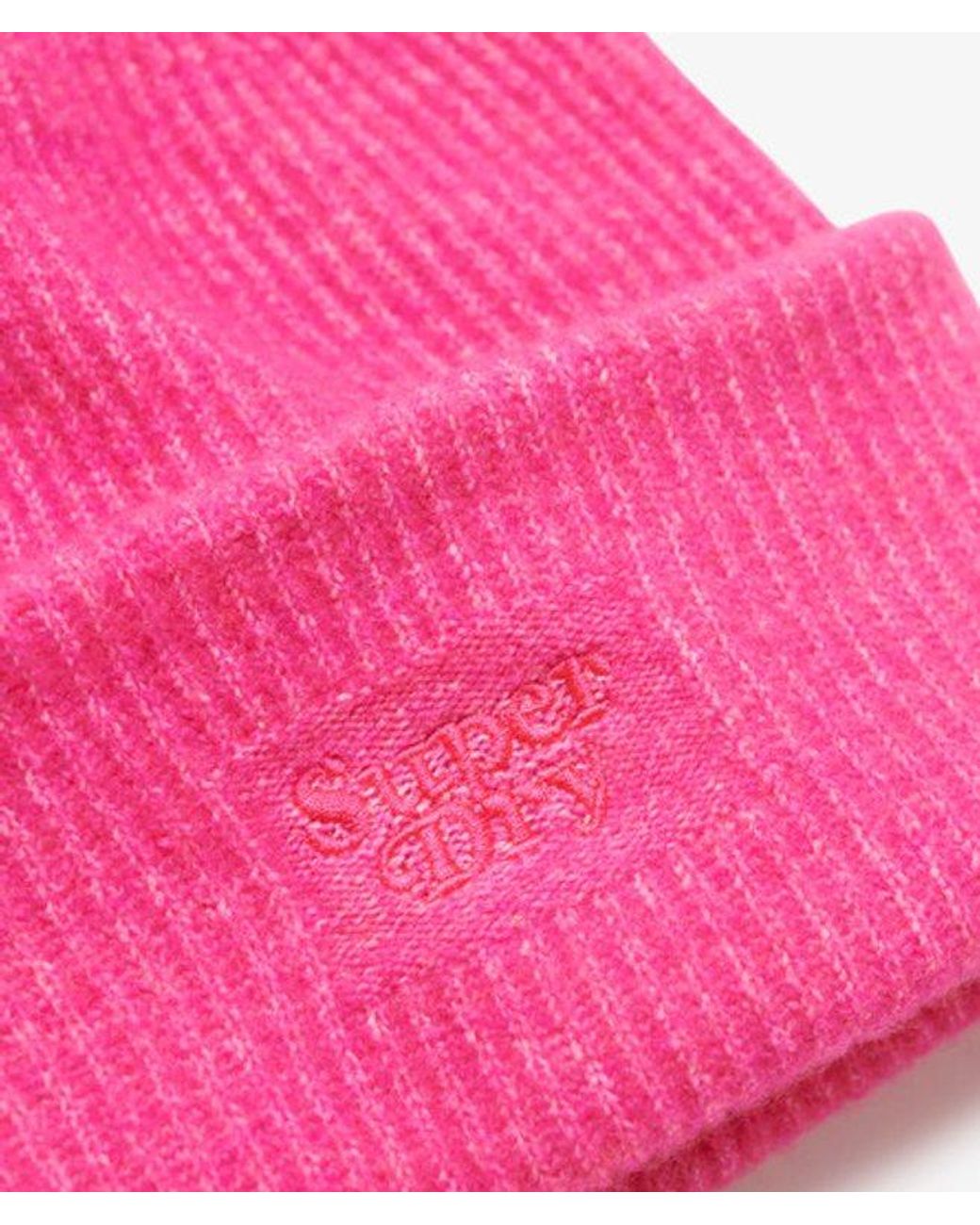 Superdry Pink & Co Soft Rib Knit Beanie Hat