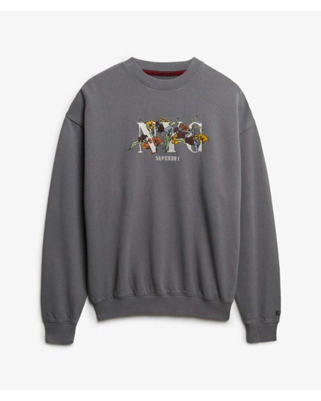 Superdry Gray Night Garden Oversized Crew Sweatshirt
