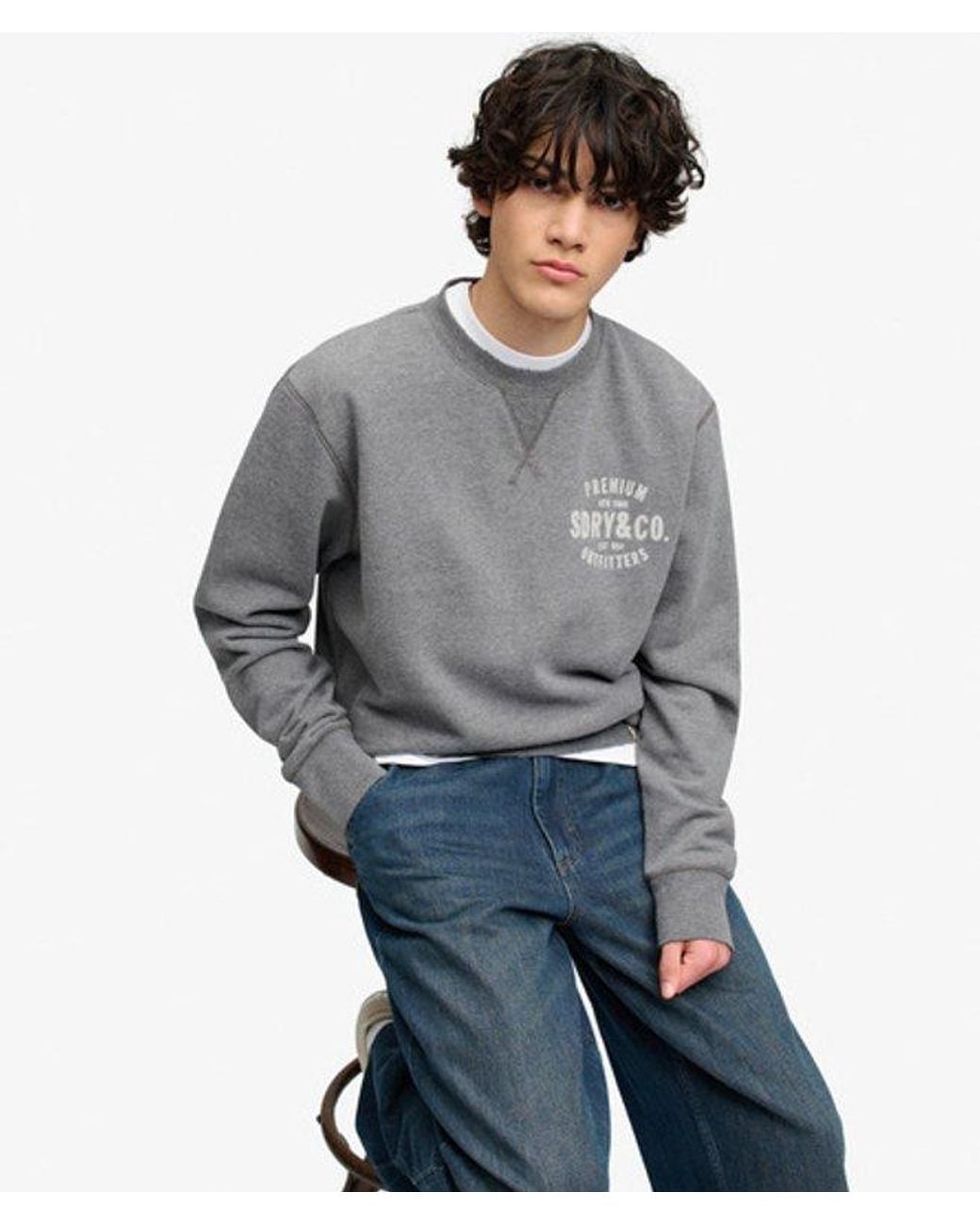 Superdry Gray & Co Block Text Crew Neck Sweatshirt for men