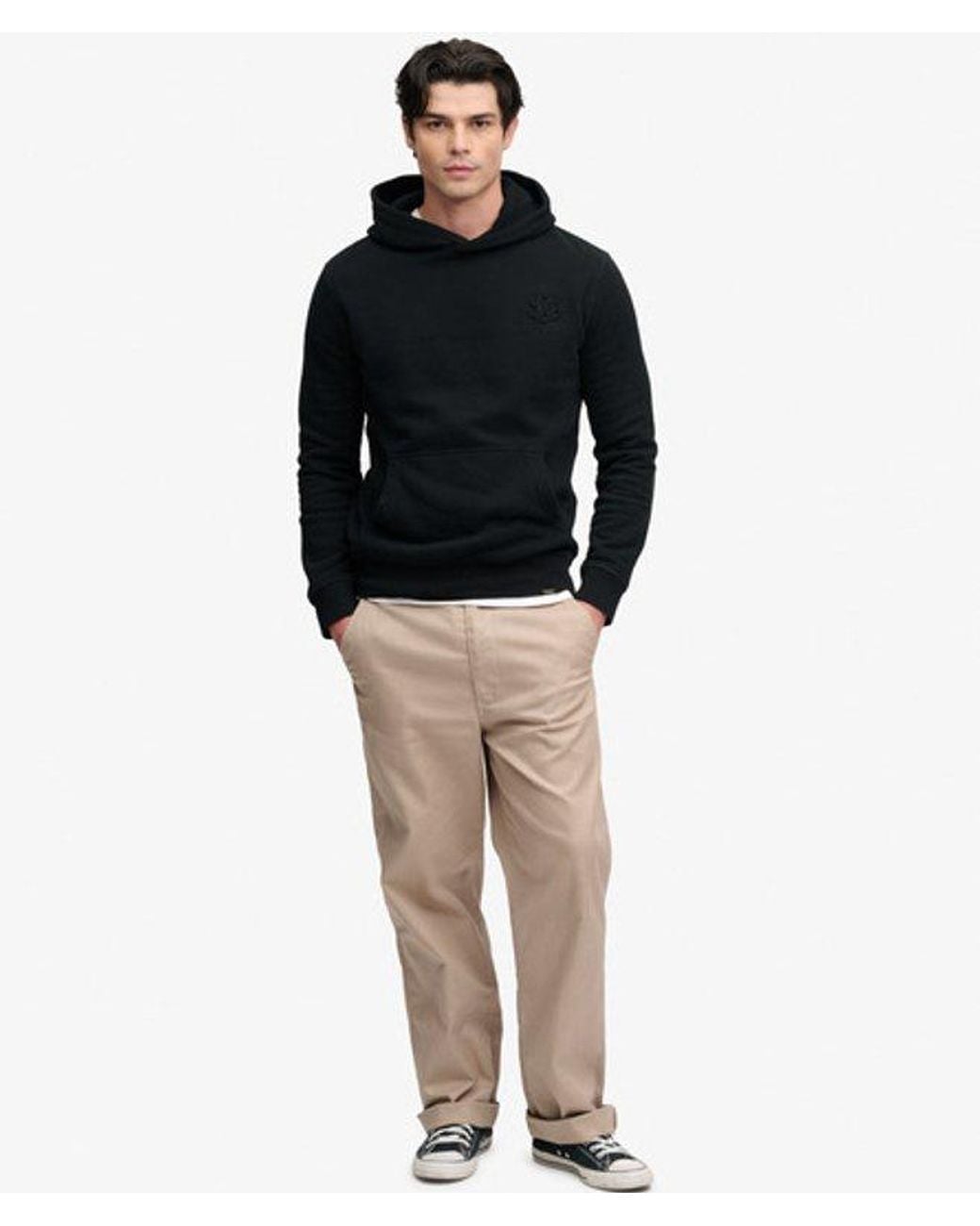 Superdry Black Company Logo Embossed Hoodie for men