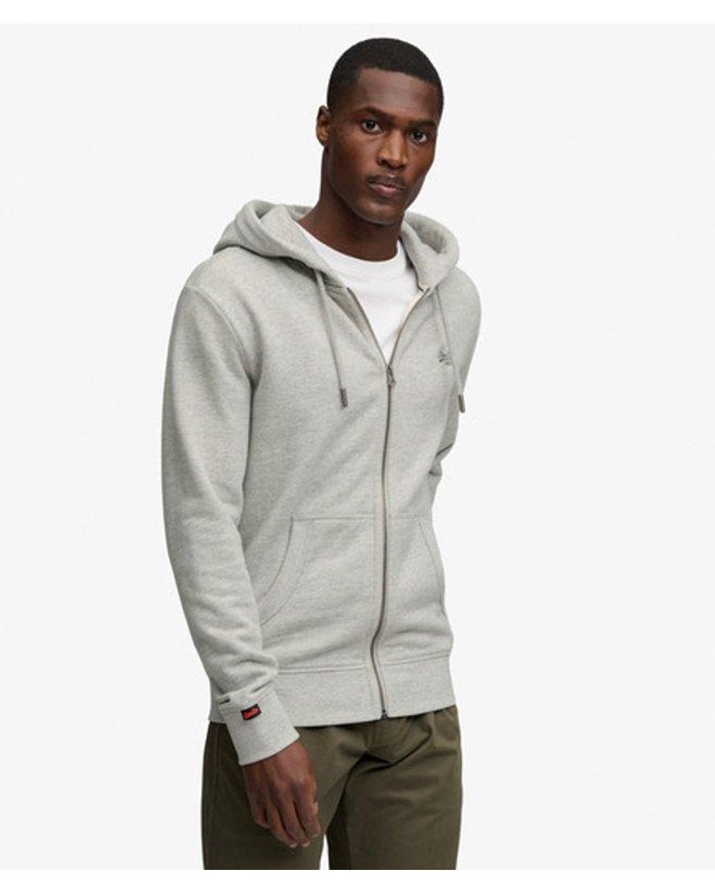 Superdry Gray & Co Essential Logo Half Brushed Zip Hoodie for men
