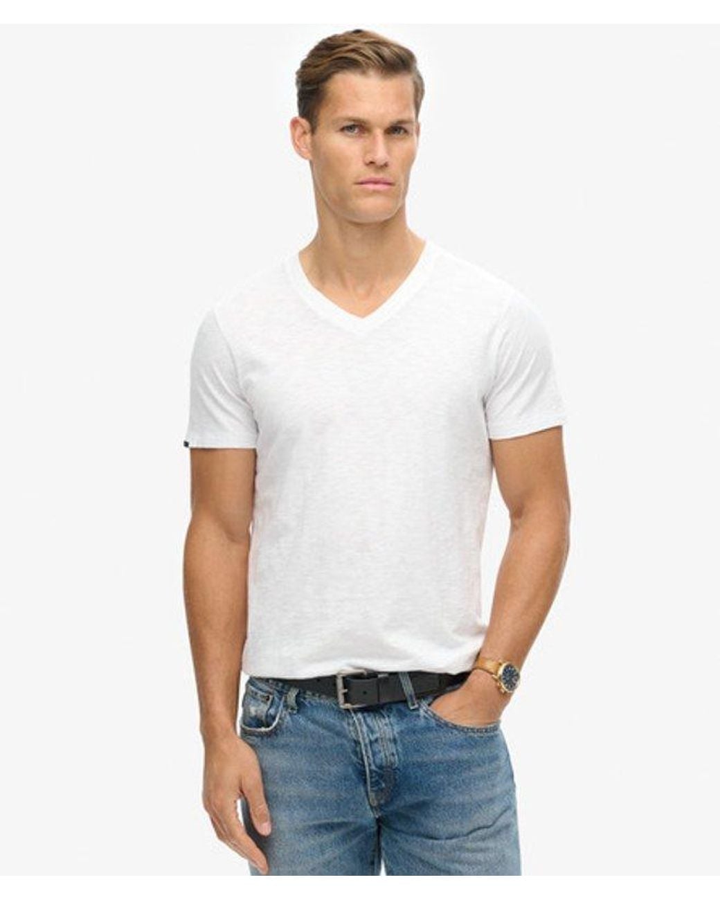 Superdry White & Co V-neck Slub Short Sleeve T-shirt for men