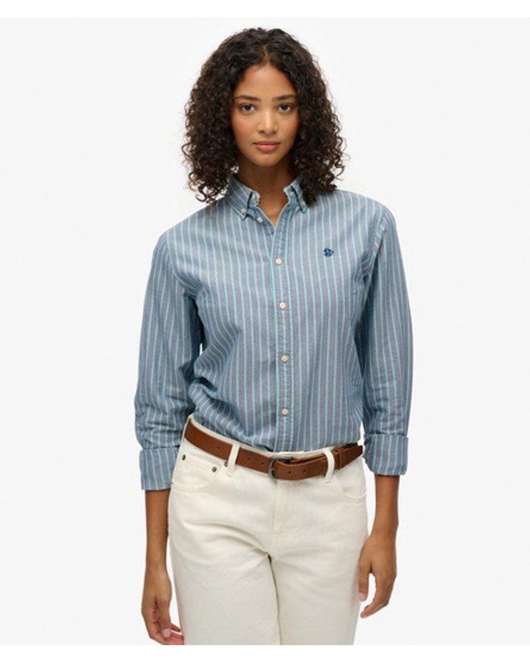 Superdry Blue & Co Slim Oxford Button Down Long Sleeve Shirt