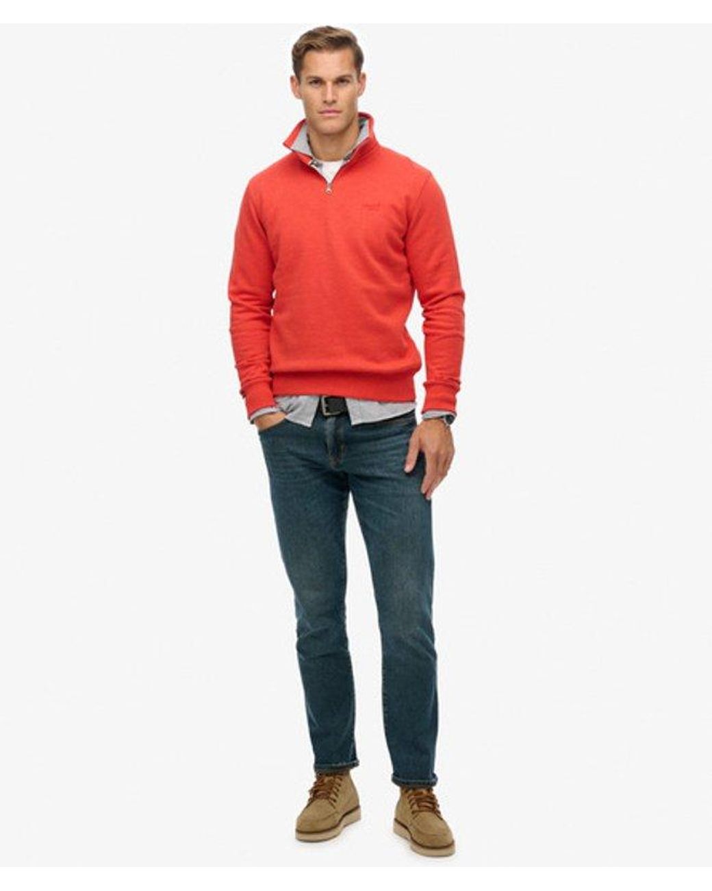 Superdry Red & Co Essential Logo Half Zip Sweatshirt for men