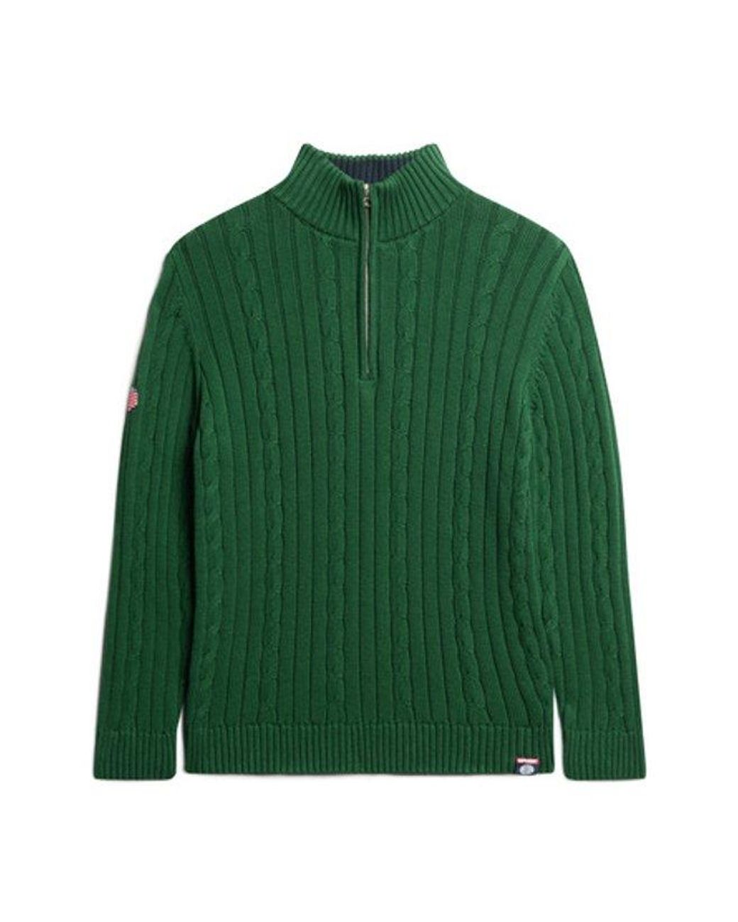 Superdry Green & Co Knitted Rugby Henley Jumper