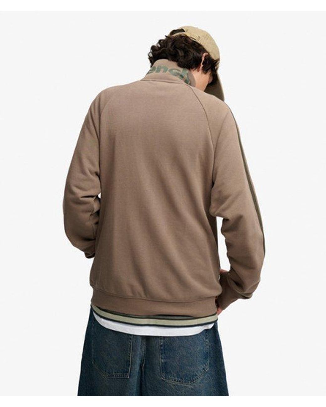 Superdry Brown Bench High Neck Stripe Track Top for men