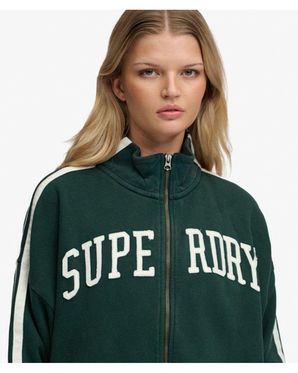 Superdry Green & Co Athletic Essentials Applique Loose Zip Track Top