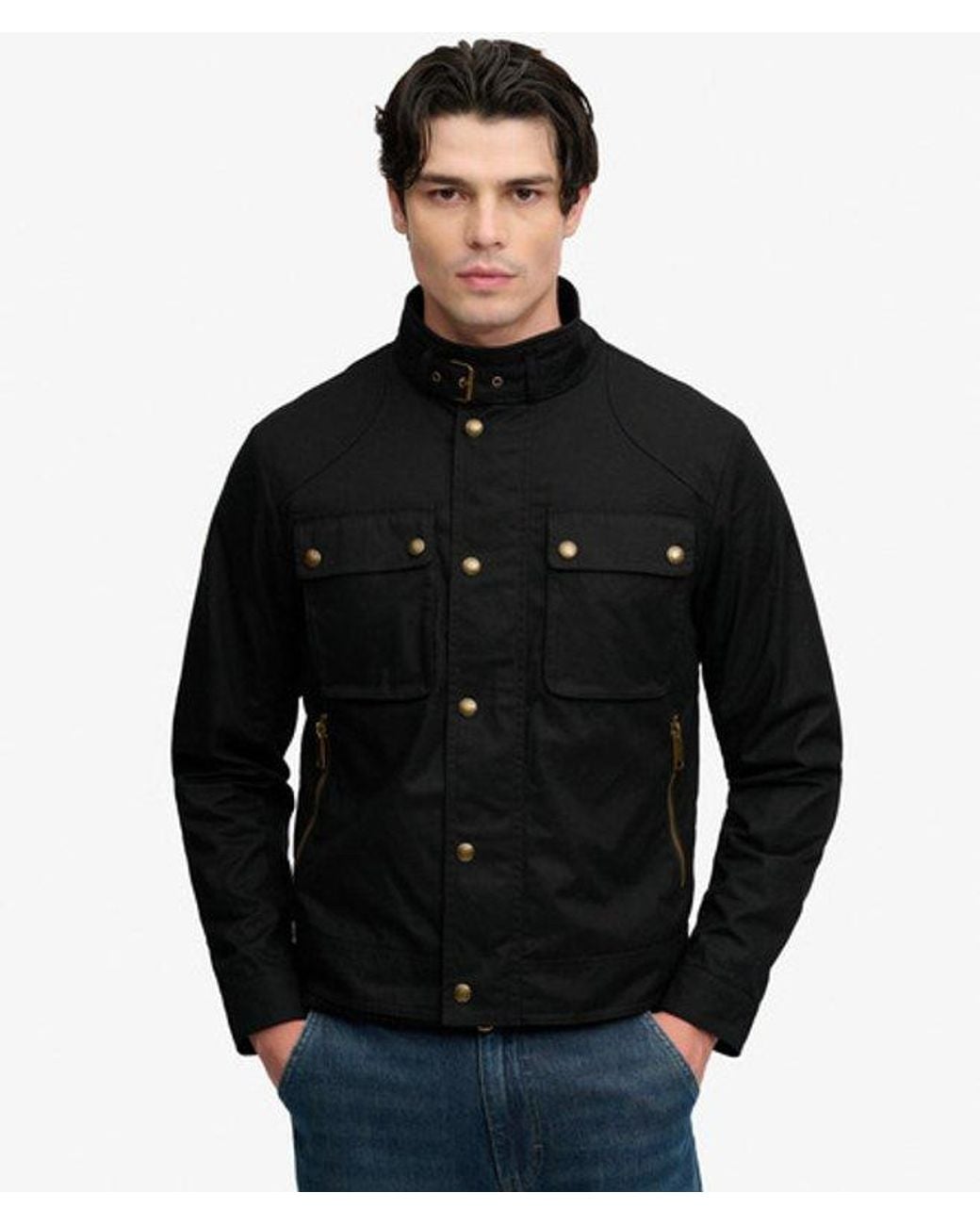 Superdry Wax Cropped Racer Jacket in het Black voor heren