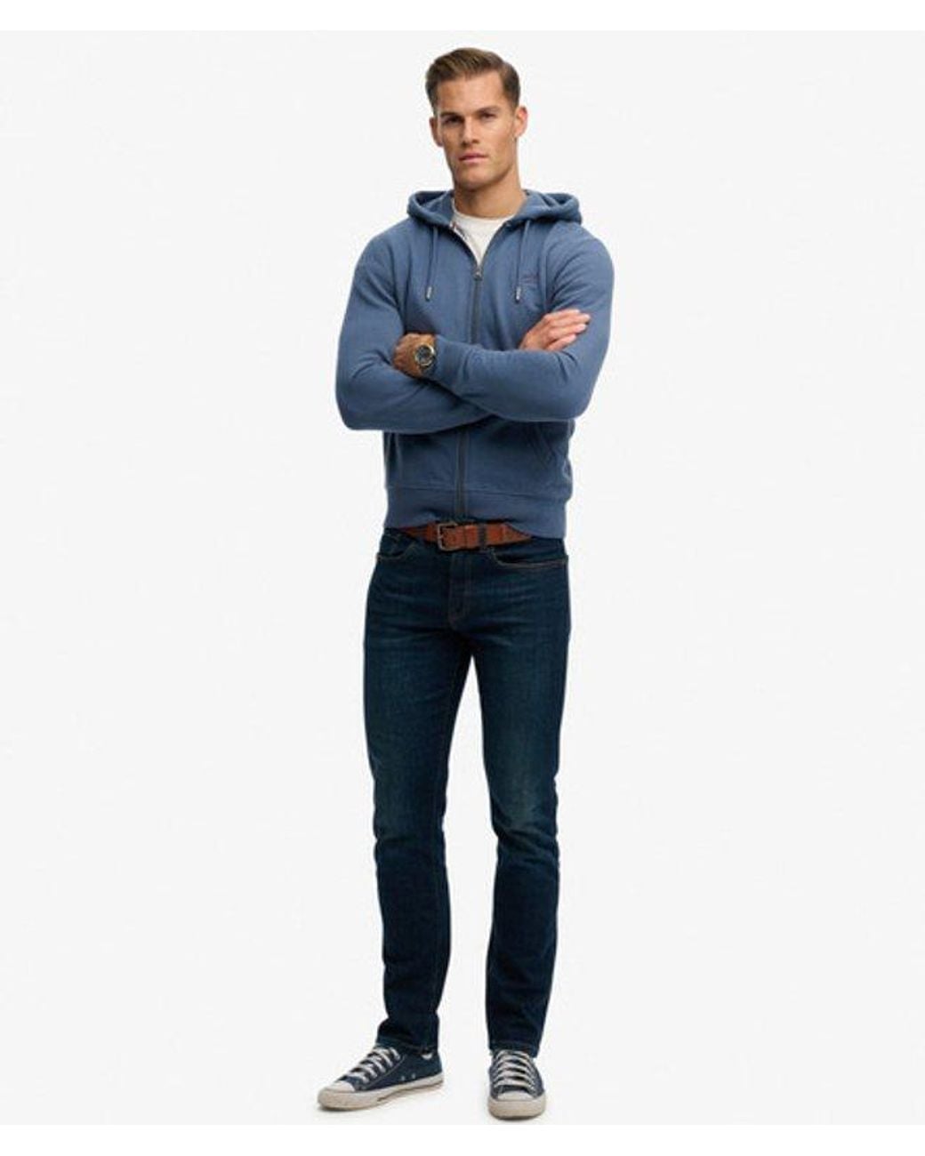 Superdry Blue & Co Essential Logo Half Brushed Zip Hoodie for men