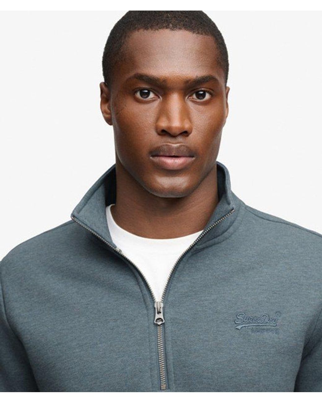 Superdry Gray & Co Vintage Logo Embroidered Half Zip Sweatshirt for men