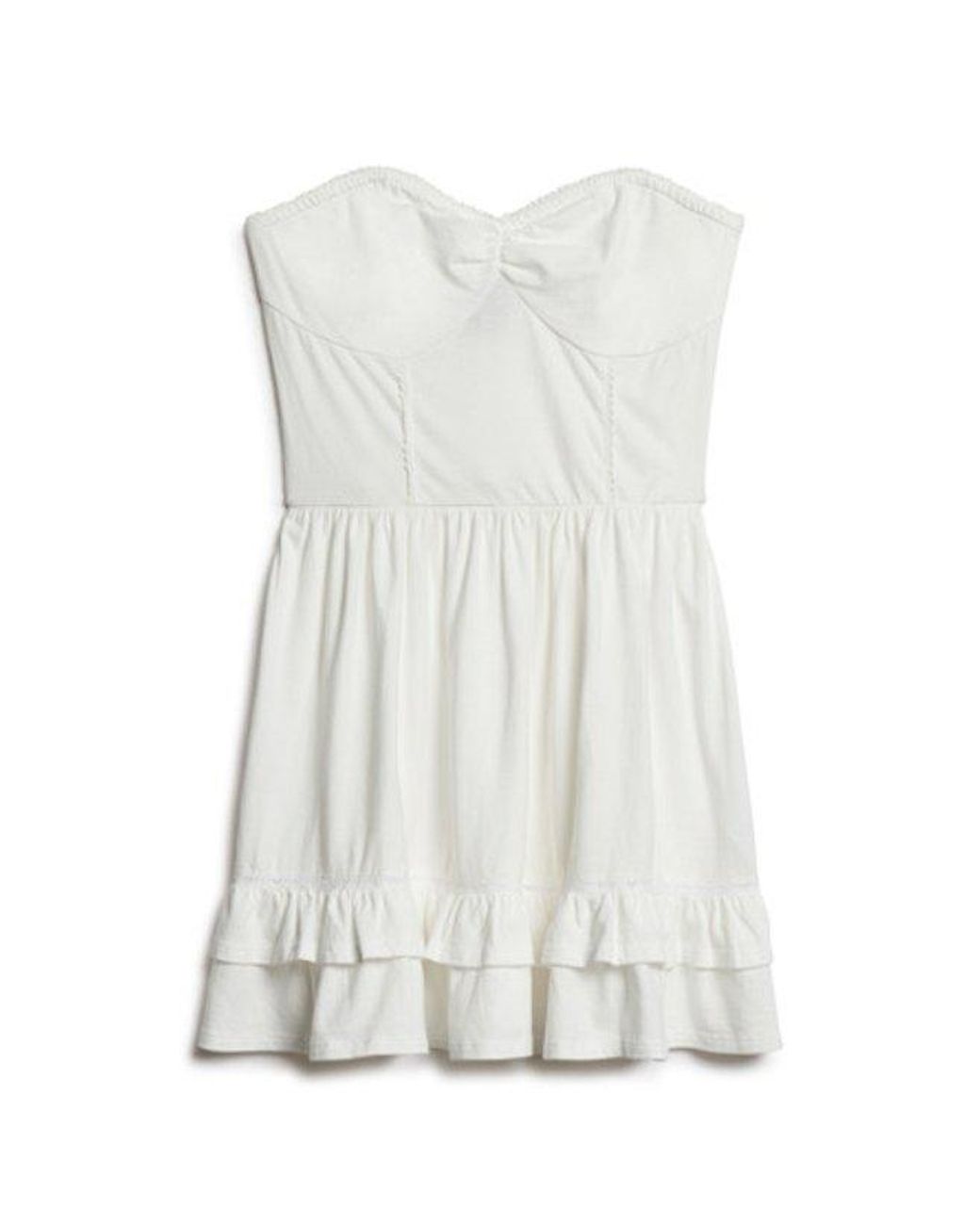 Superdry White 50S Lace Bandeau Mini Dress Optic