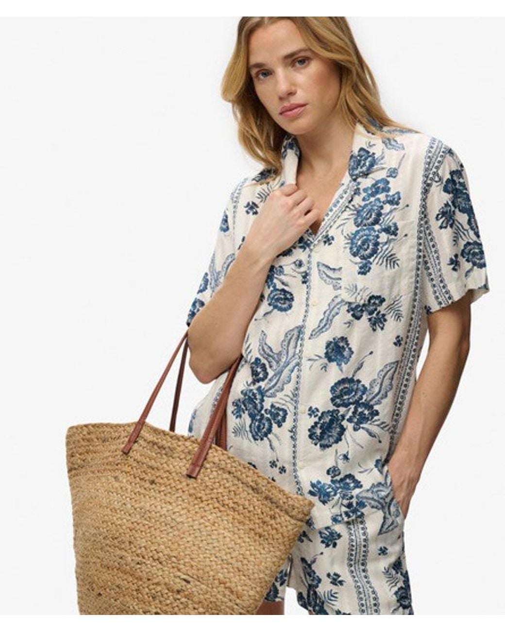 Superdry Blue & Co Beach Printed Short Sleeve Shirt