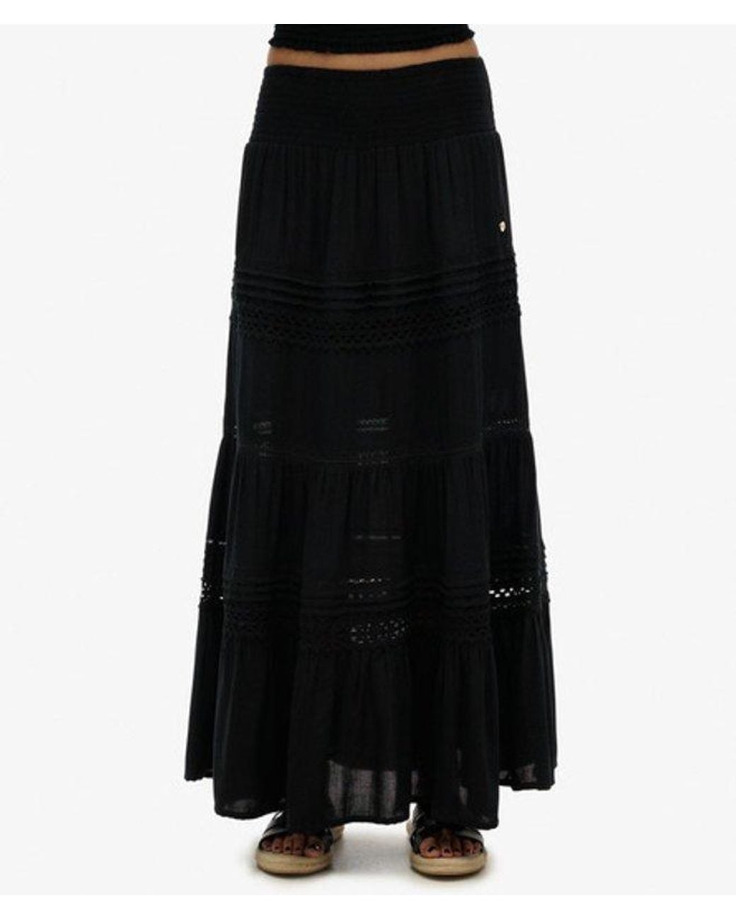 Superdry Black & Co Ibiza Lace Mix Maxi Skirt