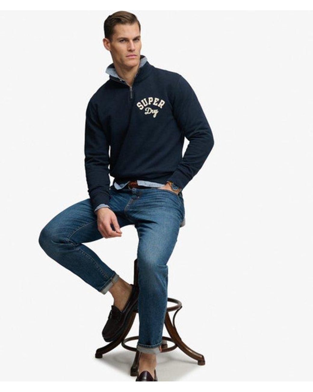 Superdry Blue & Co Vintage Athletic Half Zip for men