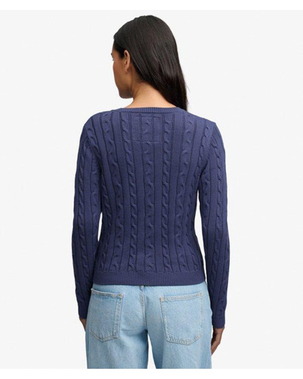 Superdry Essentials Sd & Co Kabelgebreide Trui in het Blue