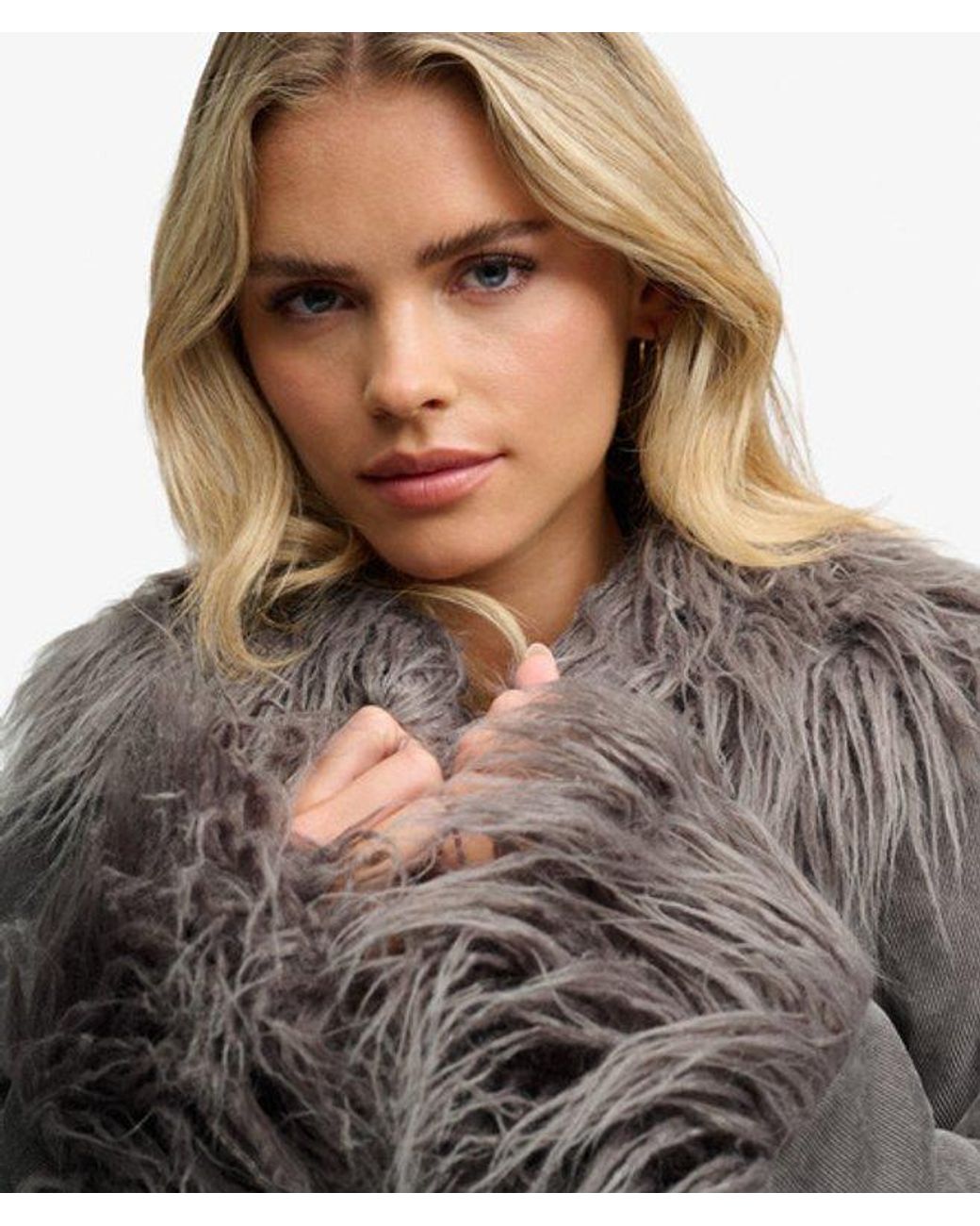 Superdry Gray Long Afghan Coat
