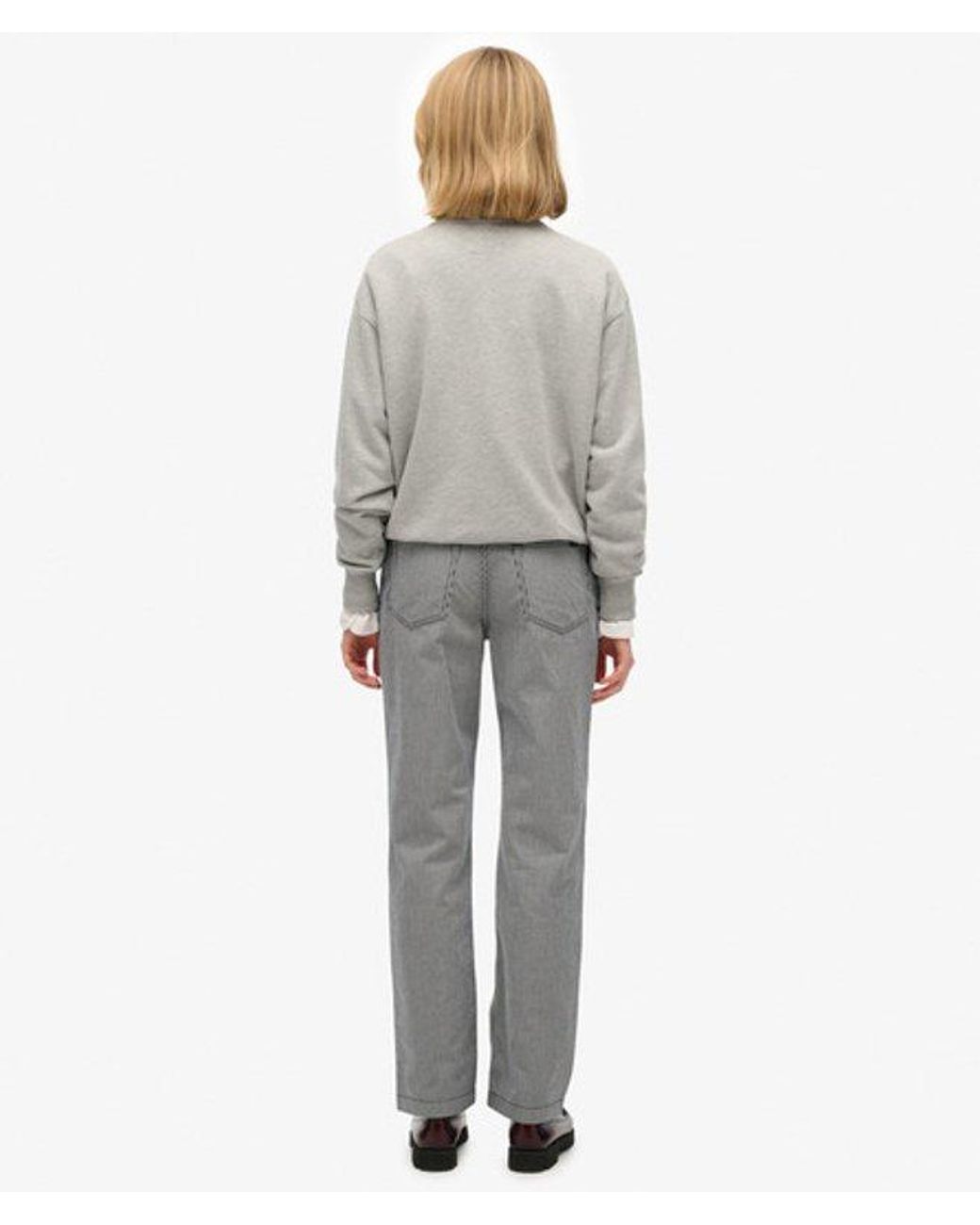 Superdry Gray & Co Mid Rise Straight Stripe Pants