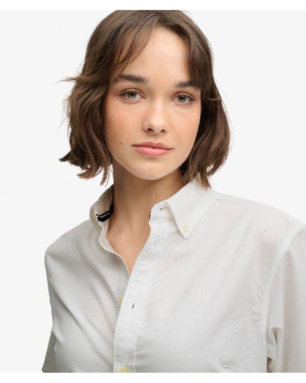 Superdry White & Co Slim Oxford Button Down Long Sleeve Shirt