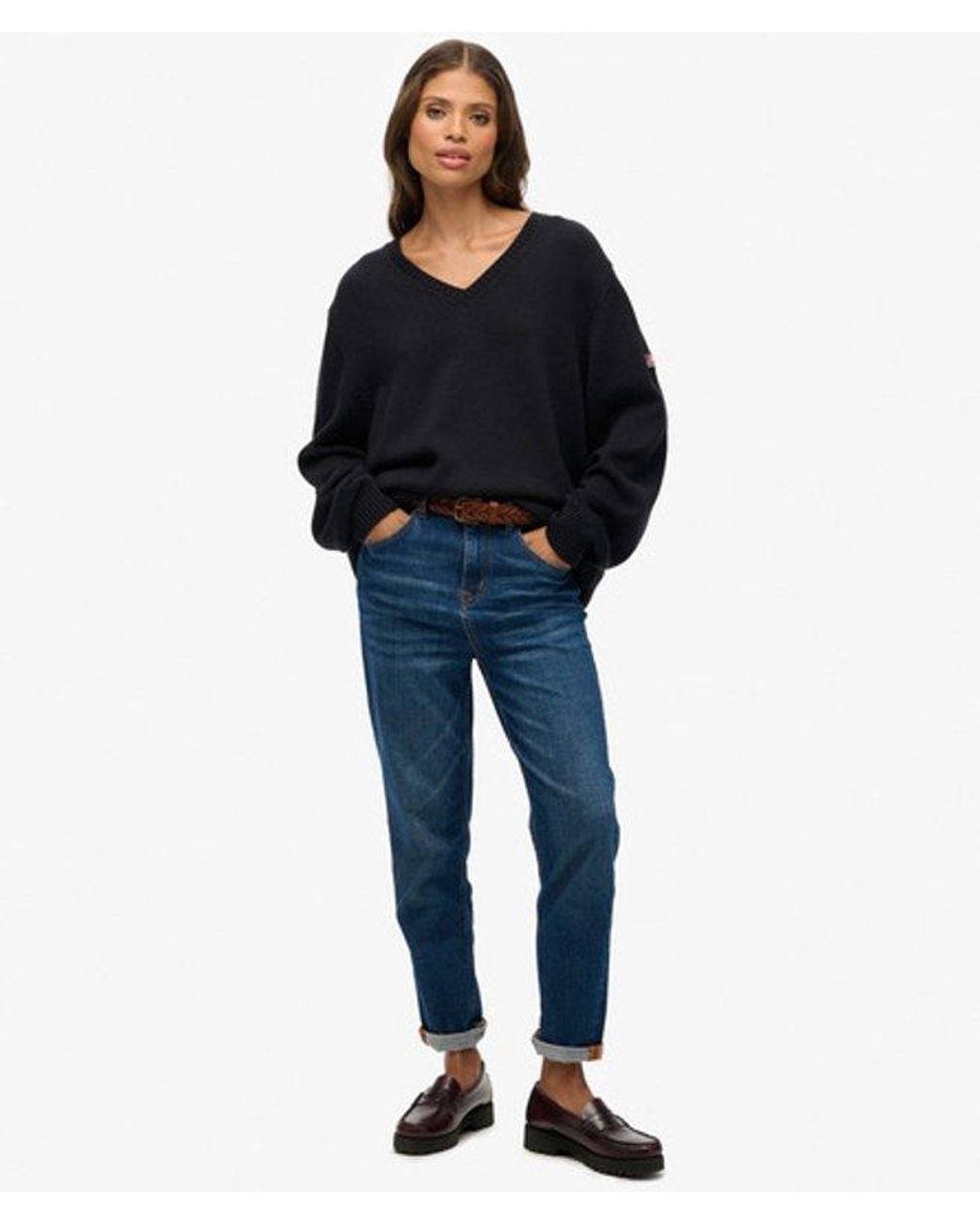 Superdry Black & Co Oversized V Neck Jumper
