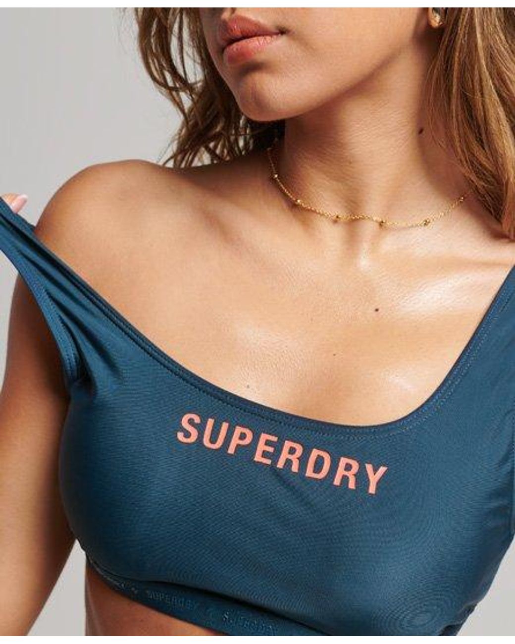 Superdry Micro Elastic Recycled Bikini Top Blue
