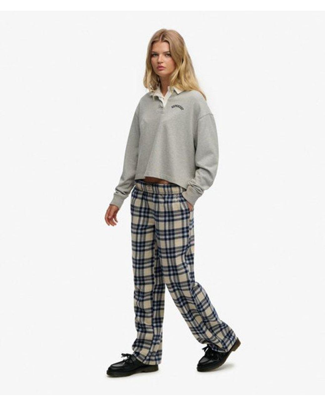 Superdry Gray & Co Cotton Check Elastic Trousers